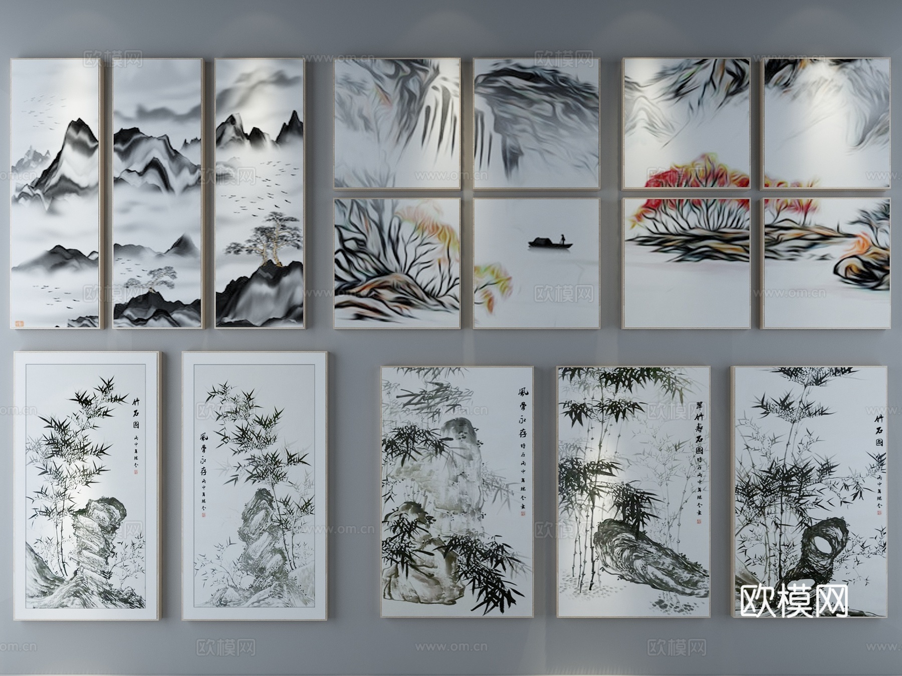 现代简约装饰画3d模型