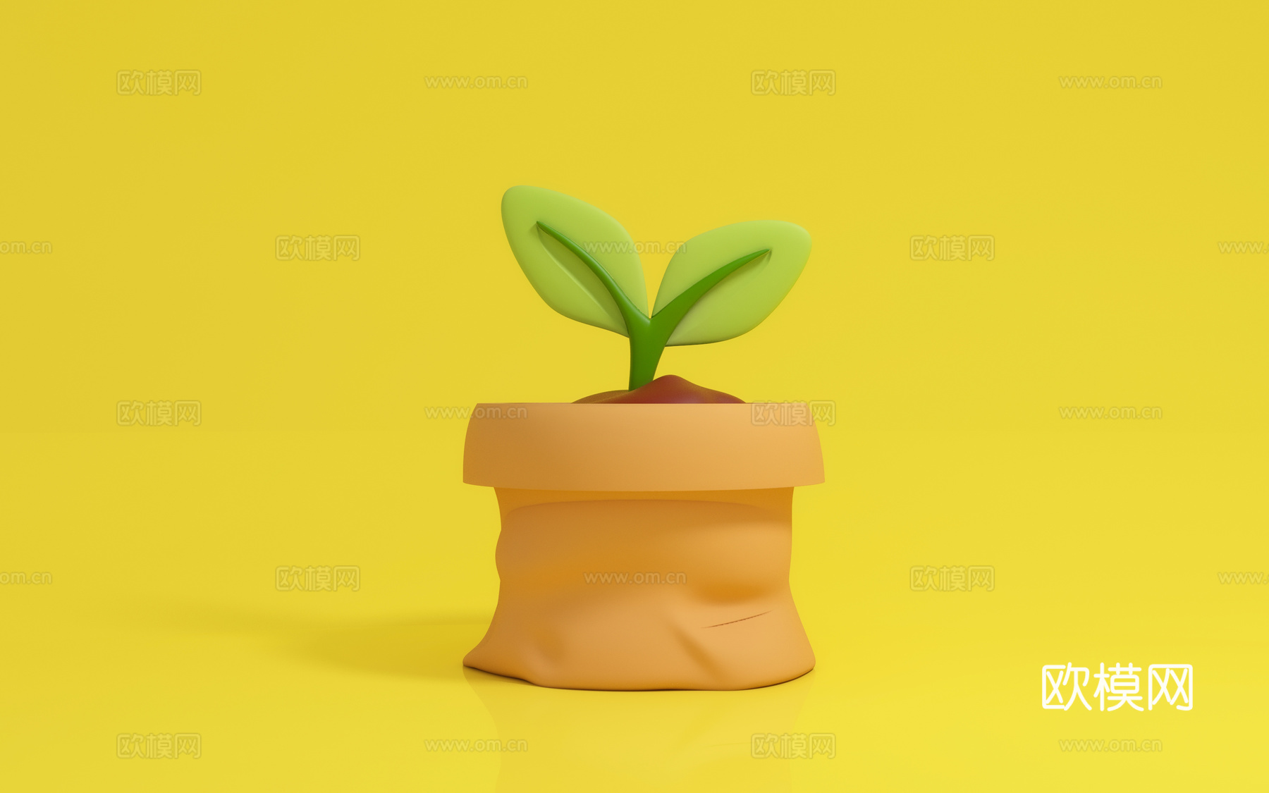 卡通植物绿植盆栽 沙袋植物 动漫形象 美陈IP 装饰饰品 场3d模型