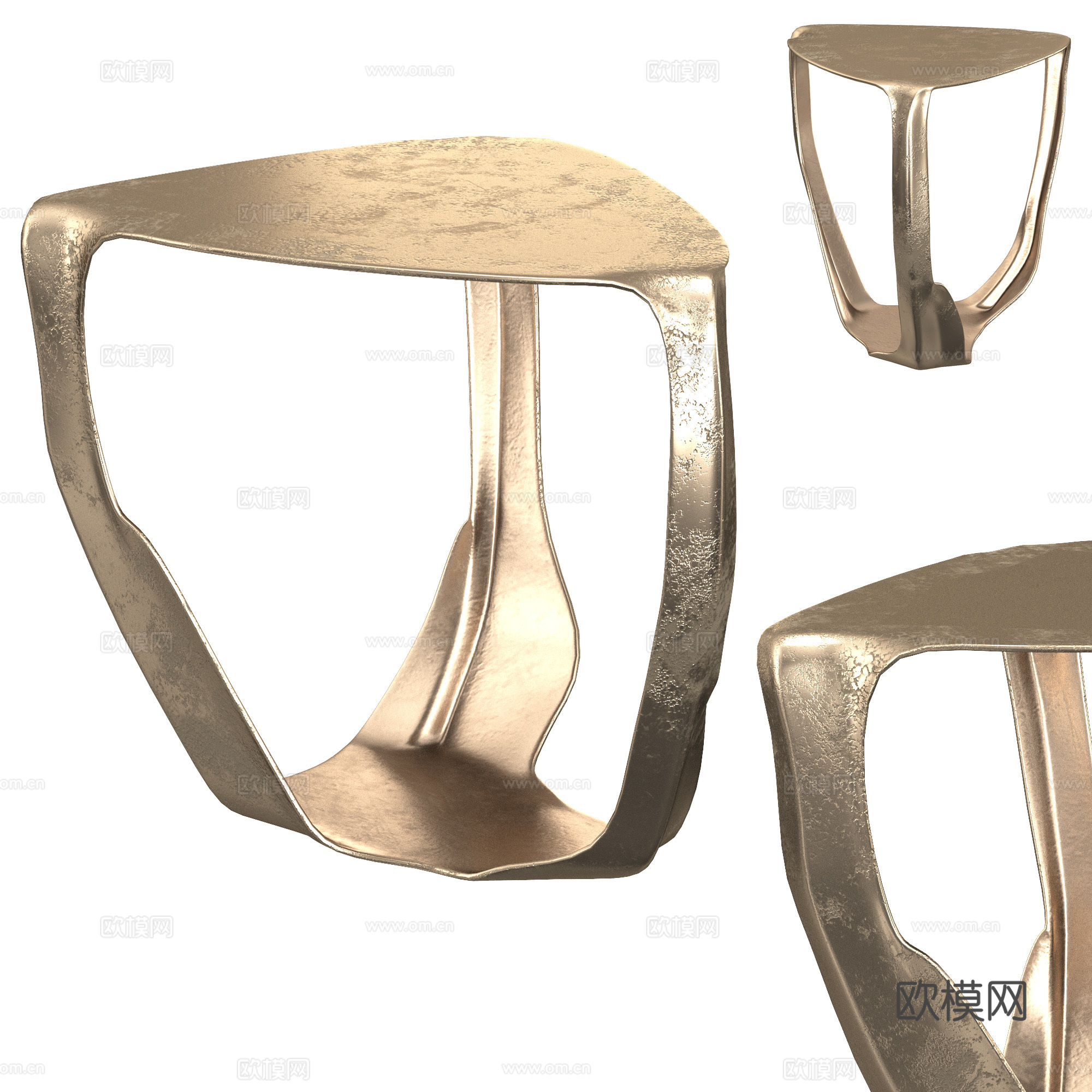 现代轻奢金属边几3d模型