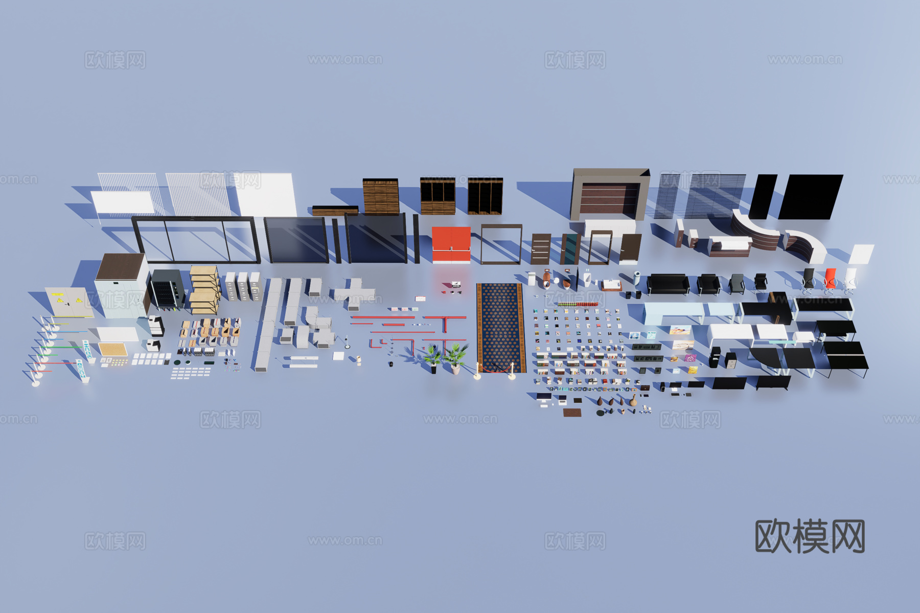 常用办公家具组合3d模型