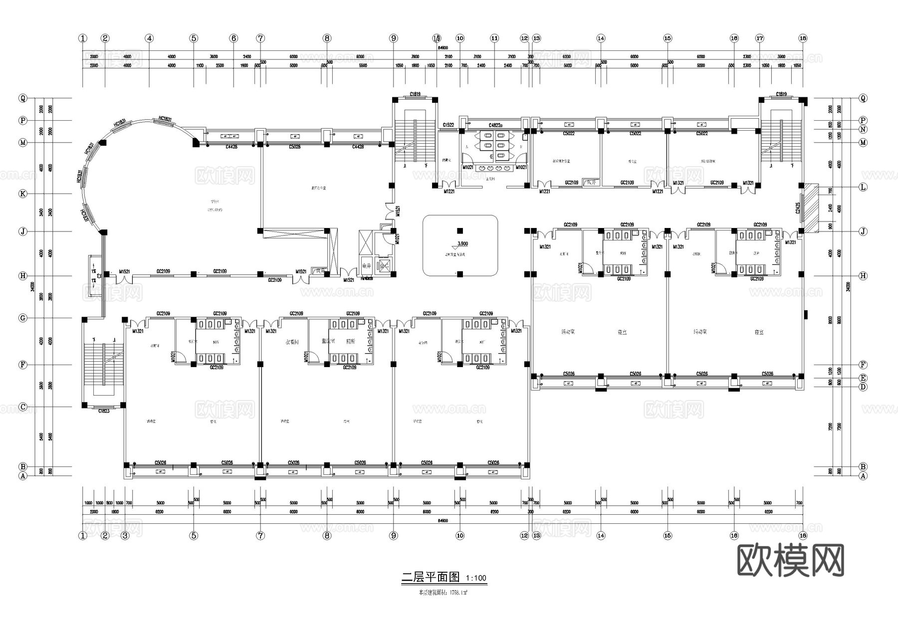 5000平方幼儿园室内平面图cad施工图