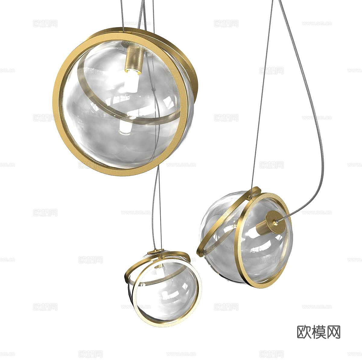 现代轻奢玻璃金属装饰吊灯3d模型