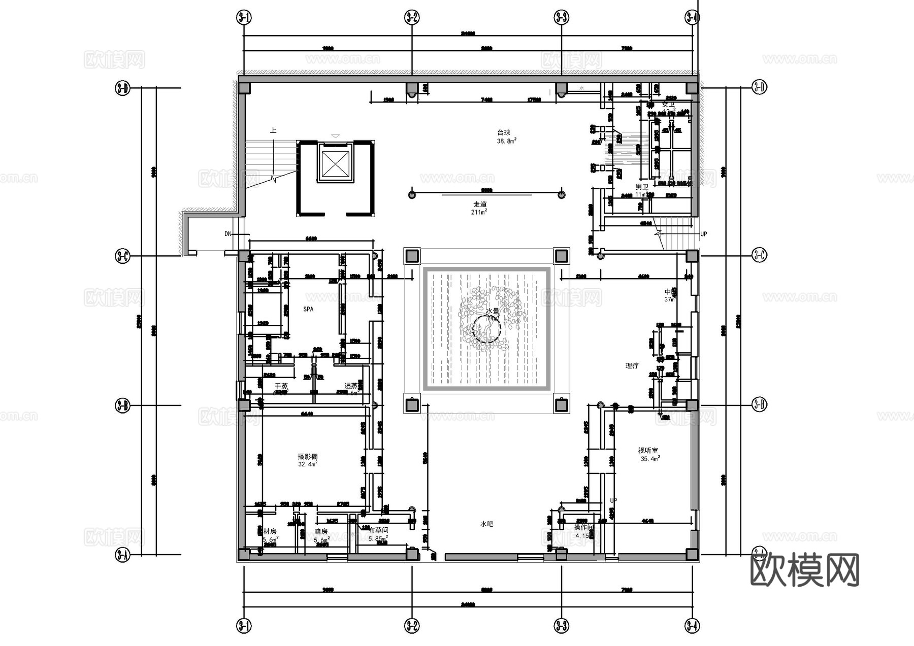 书院会所施工图cad施工图