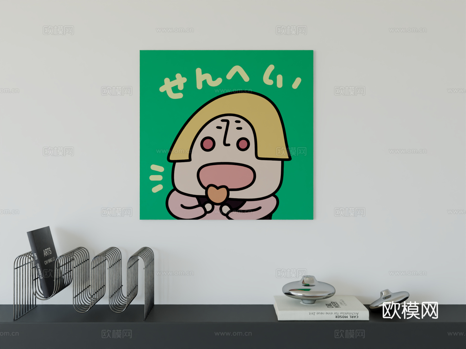 现代简约可爱卡通人物男孩房女孩房挂画3d模型
