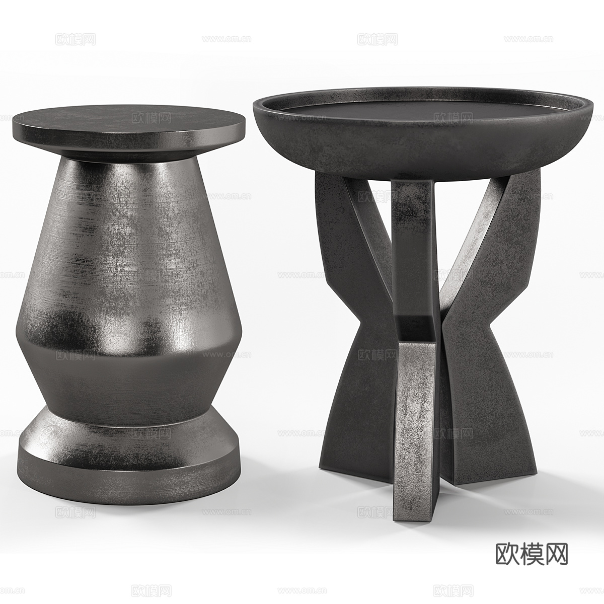 现代意式茶几金属边几 圆边几3d模型