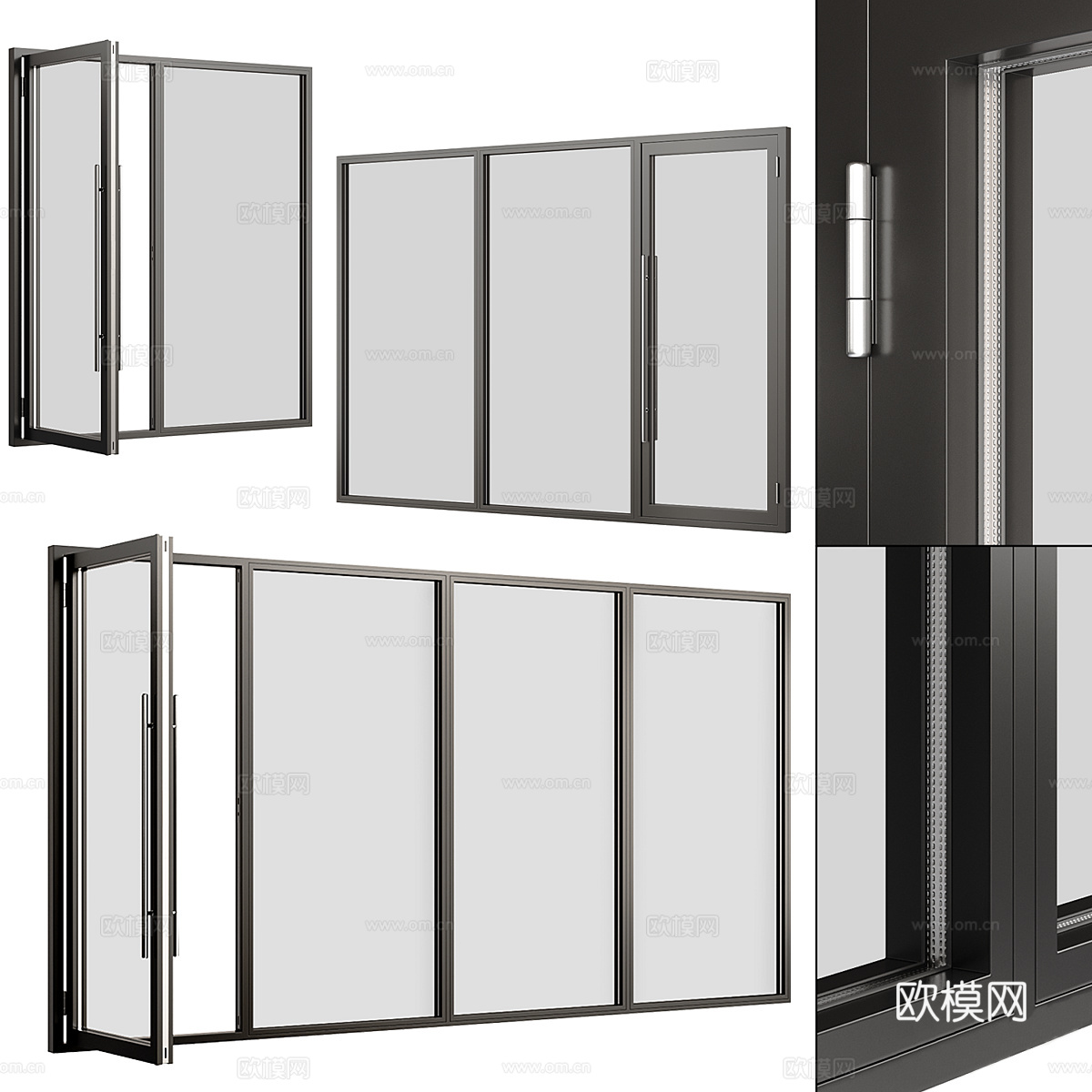 现代意式极简玻璃门3d模型