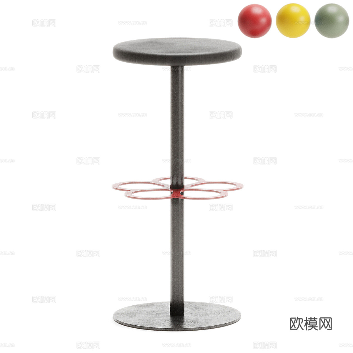 现代简约吧台椅子 椅子 简约吧凳 圆形吧凳3d模型