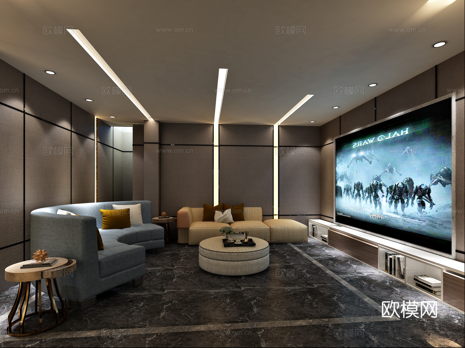 现代休息室 影音室 娱乐室 客厅 家庭影院 现代 奢华3d模型