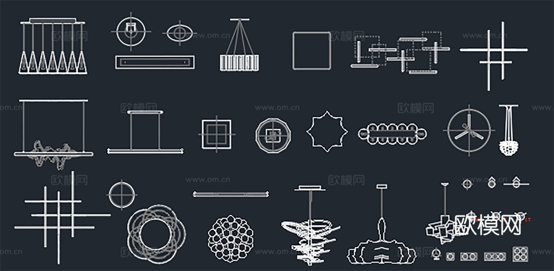 灯具、吊灯cad施工图