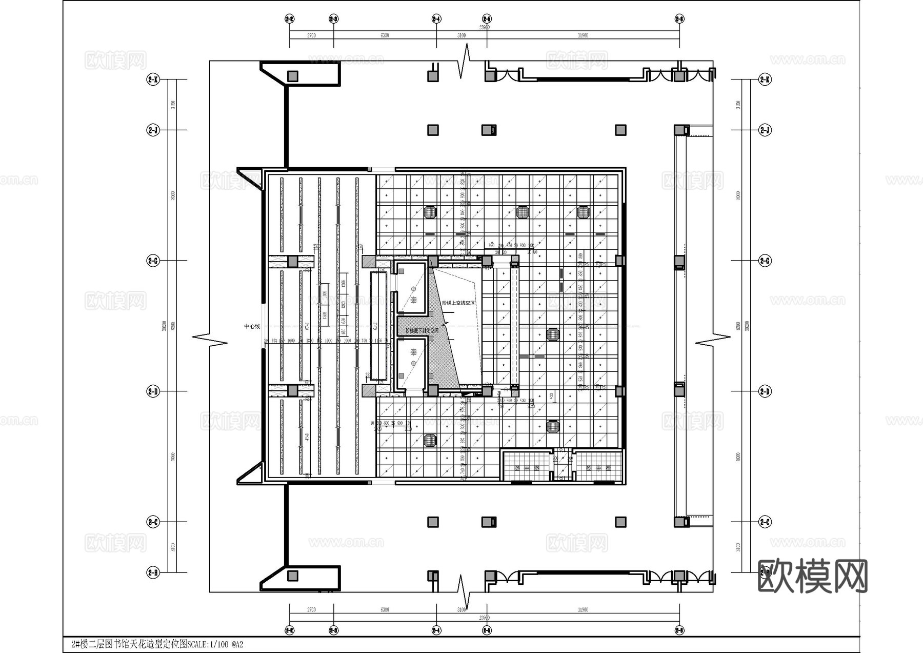 学校文化阅读室图书馆施工图cad施工图