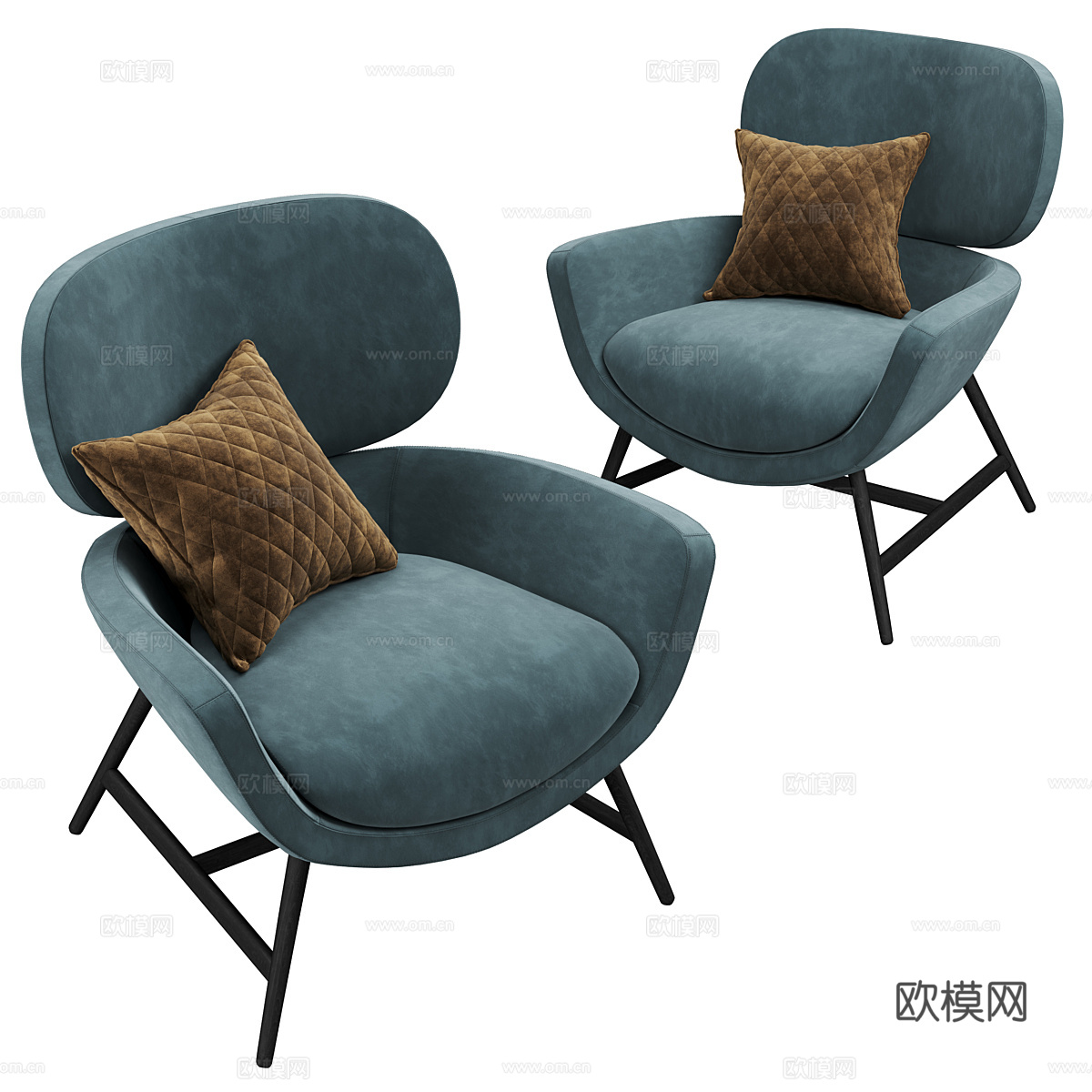 现代意式布艺扶手椅3d模型