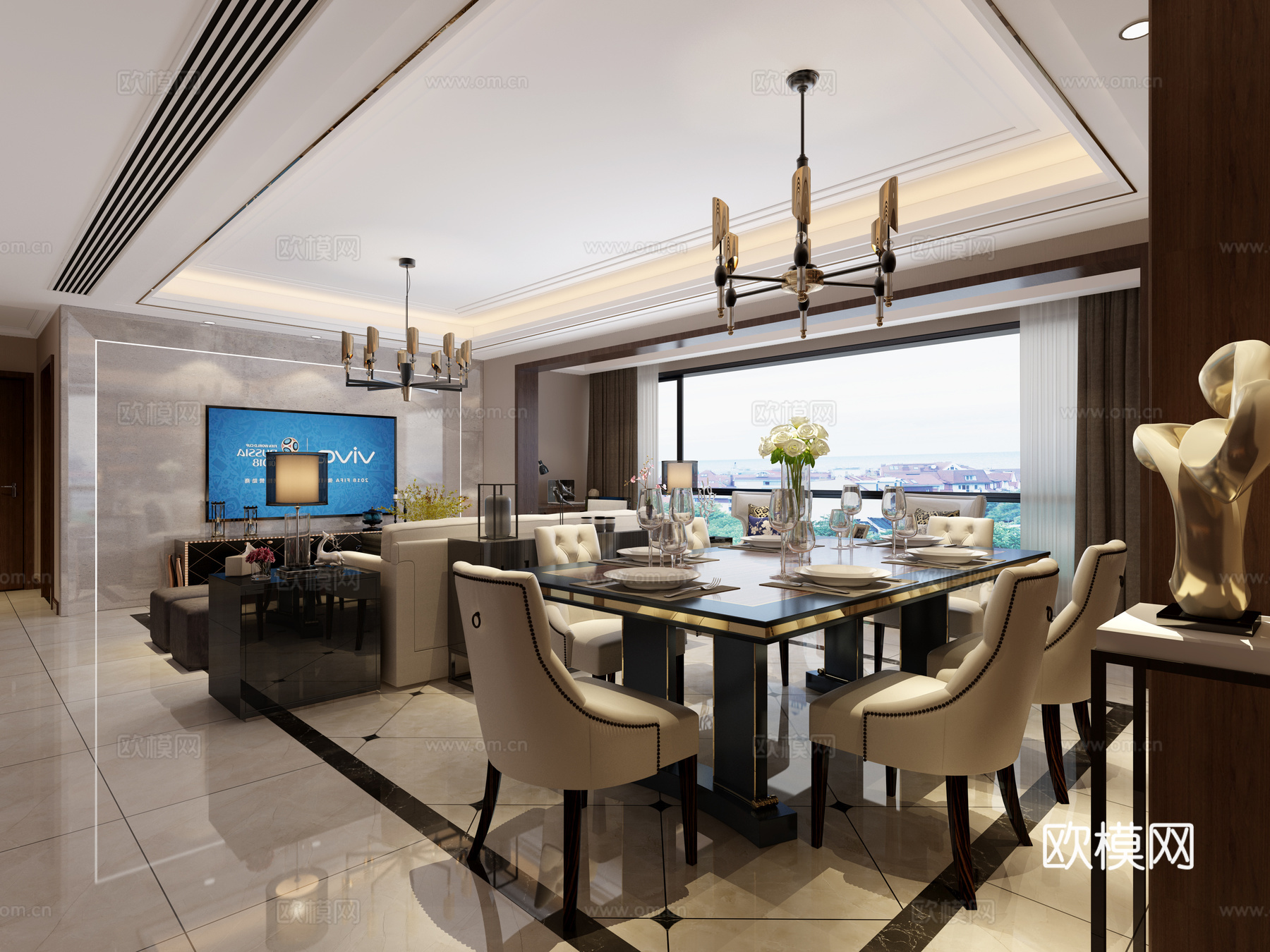 后现代客餐厅3d模型