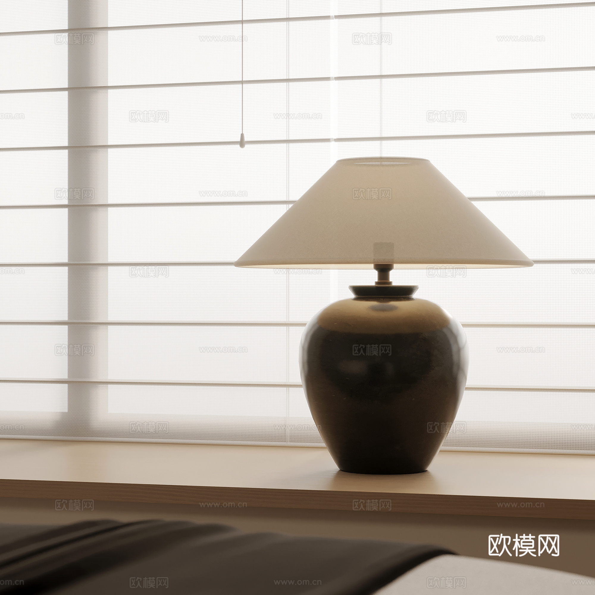 台灯 中古风台灯 床头柜台灯 装饰台灯su模型