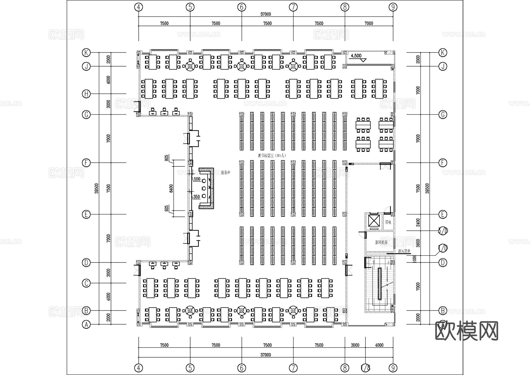 学校图书馆平面方案cad施工图