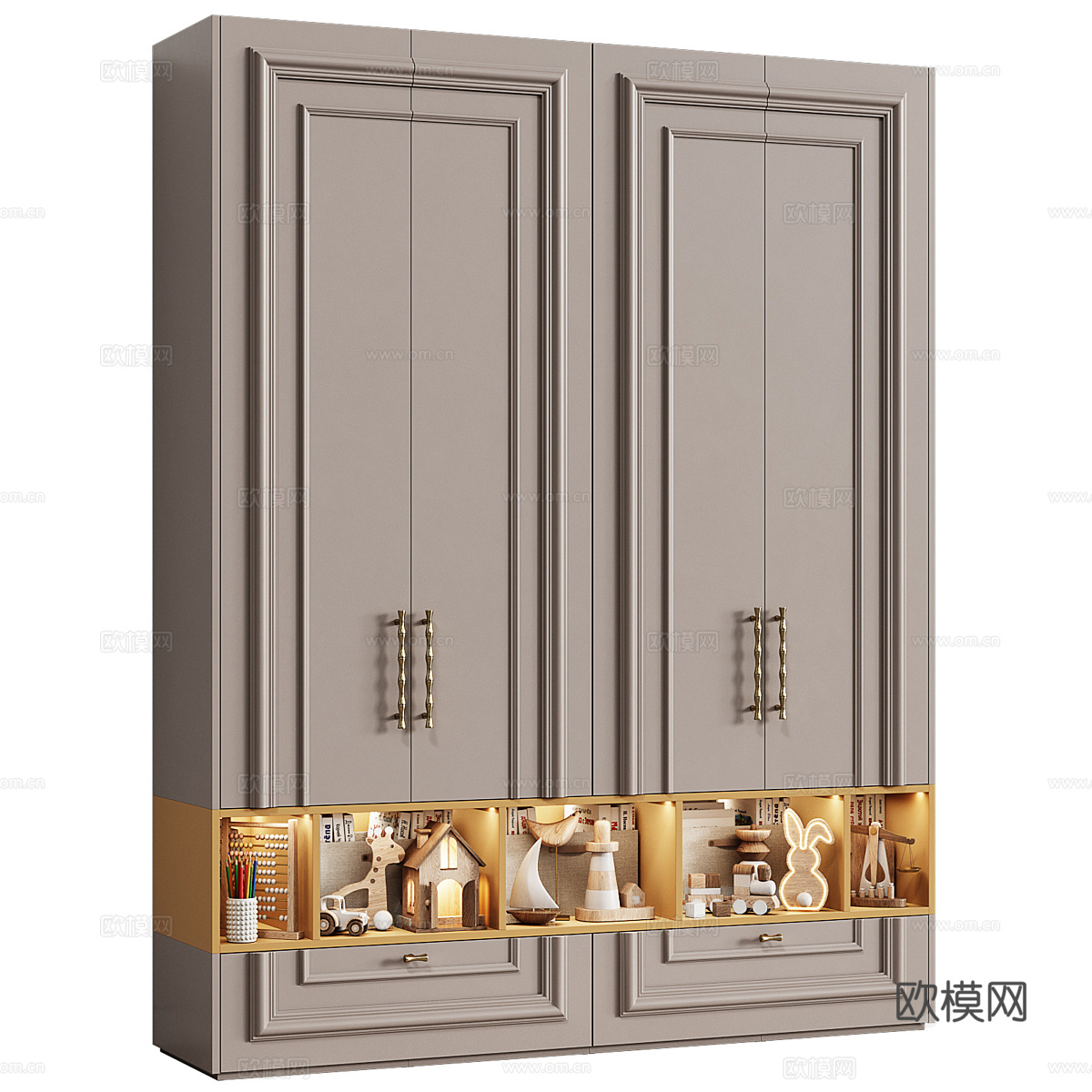 现代轻奢奶油风儿童衣柜3d模型