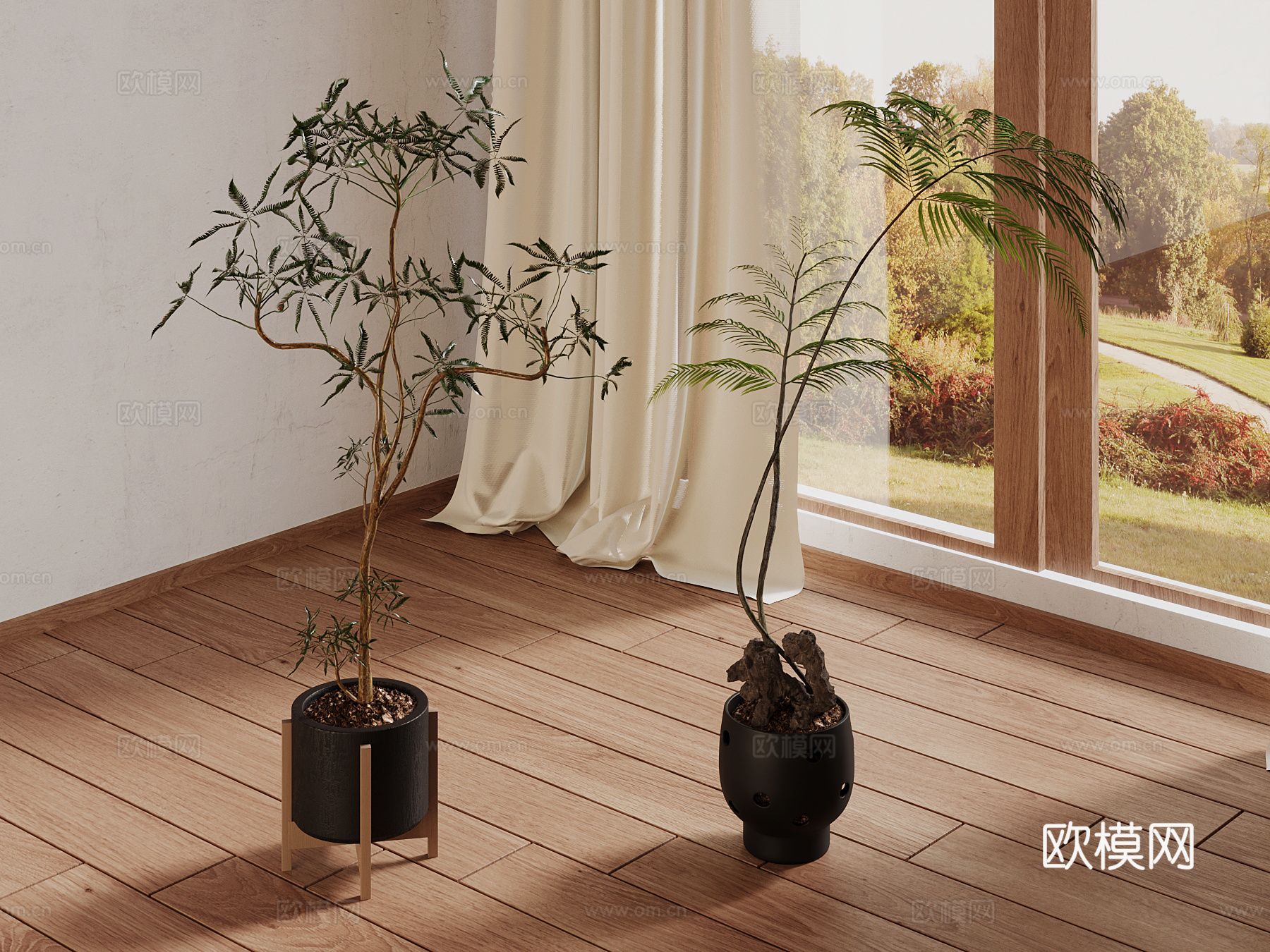 现代植物盆栽su模型