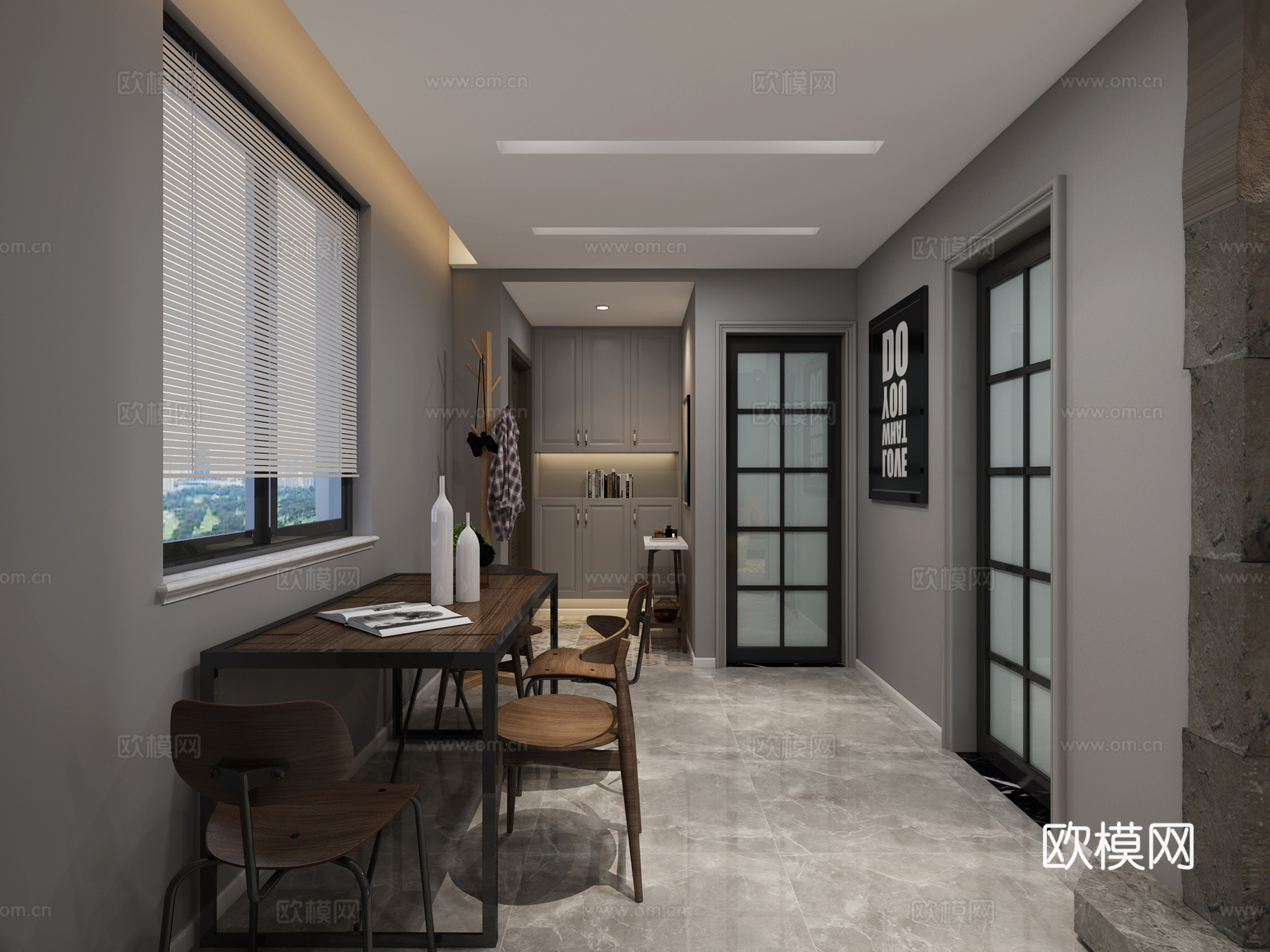 工业风客餐厅3d模型