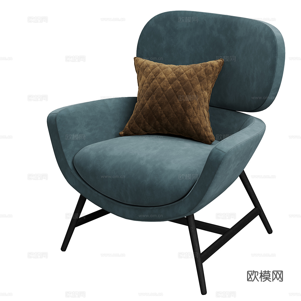 现代意式布艺扶手椅3d模型