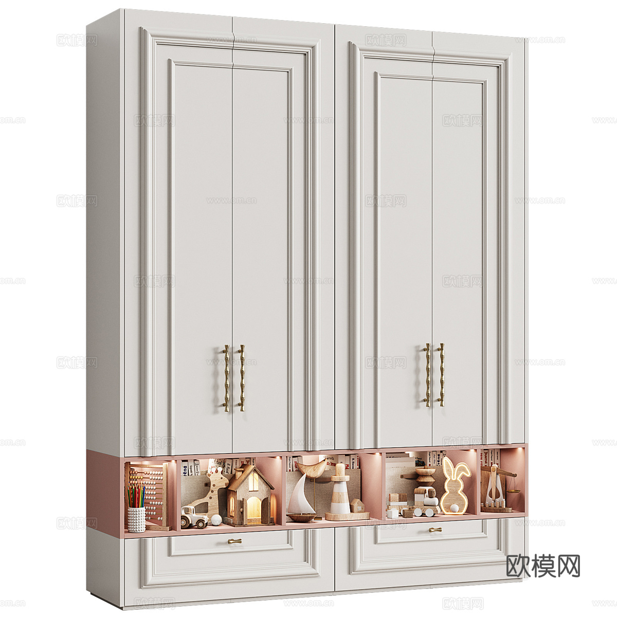 现代轻奢奶油风儿童衣柜3d模型