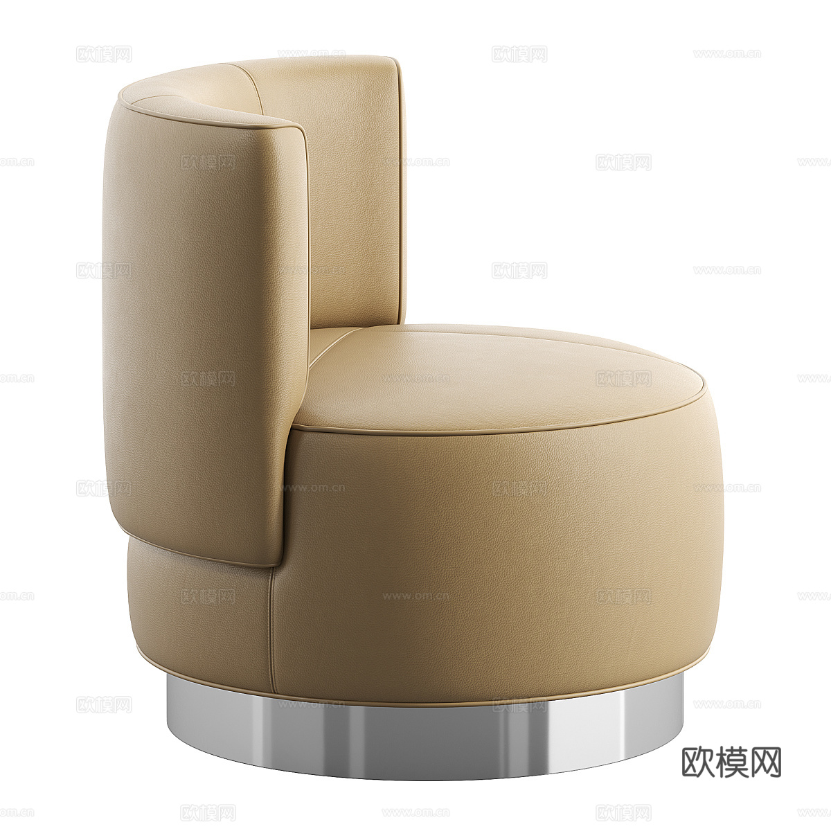现代意式皮革扶手椅3d模型