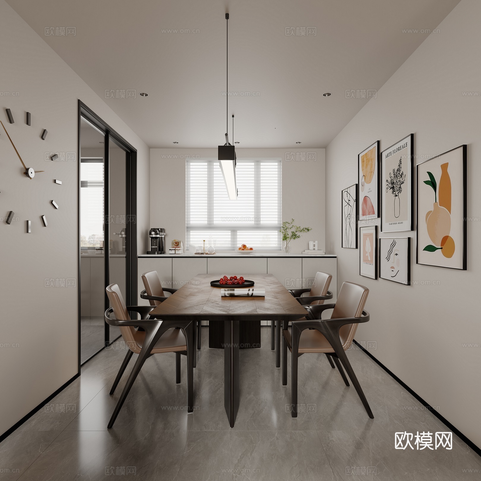 现代简约客餐厅3d模型