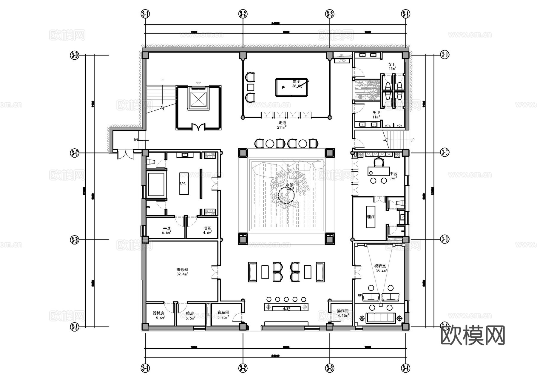 书院会所施工图cad施工图