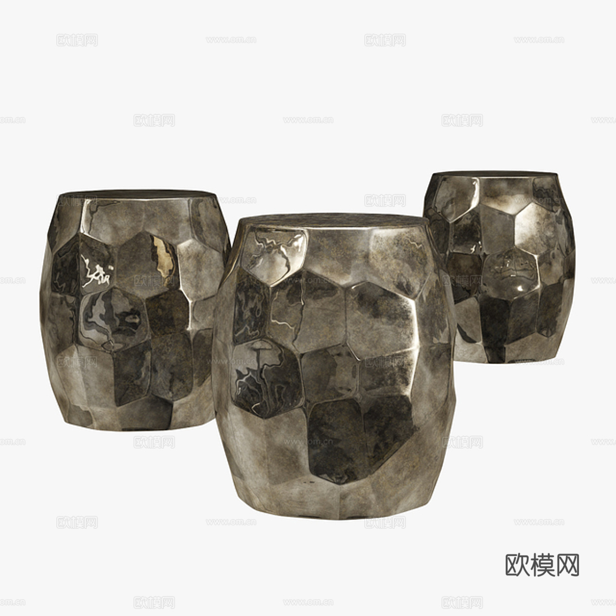 现代轻奢金属圆边几3d模型