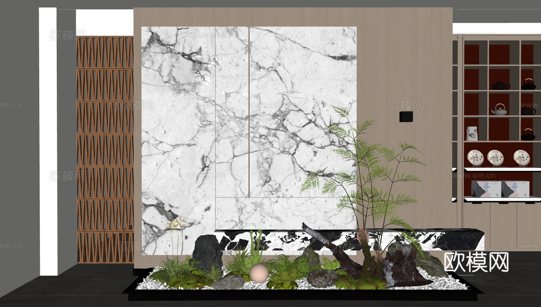 入户玄关 景观玄关 绿植造景 室内造景su模型