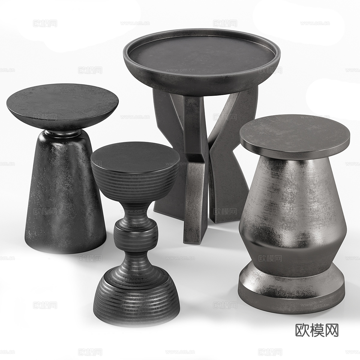 现代意式茶几金属边几 圆边几3d模型