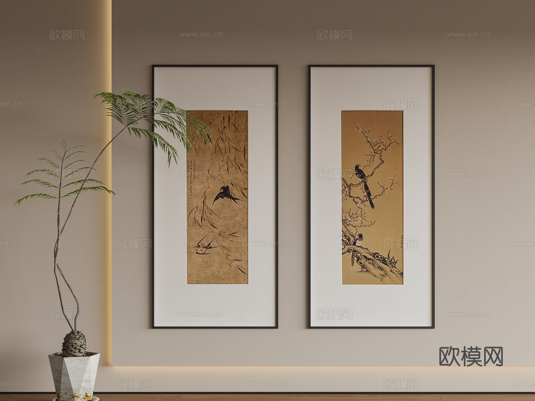 新中式挂画3d模型