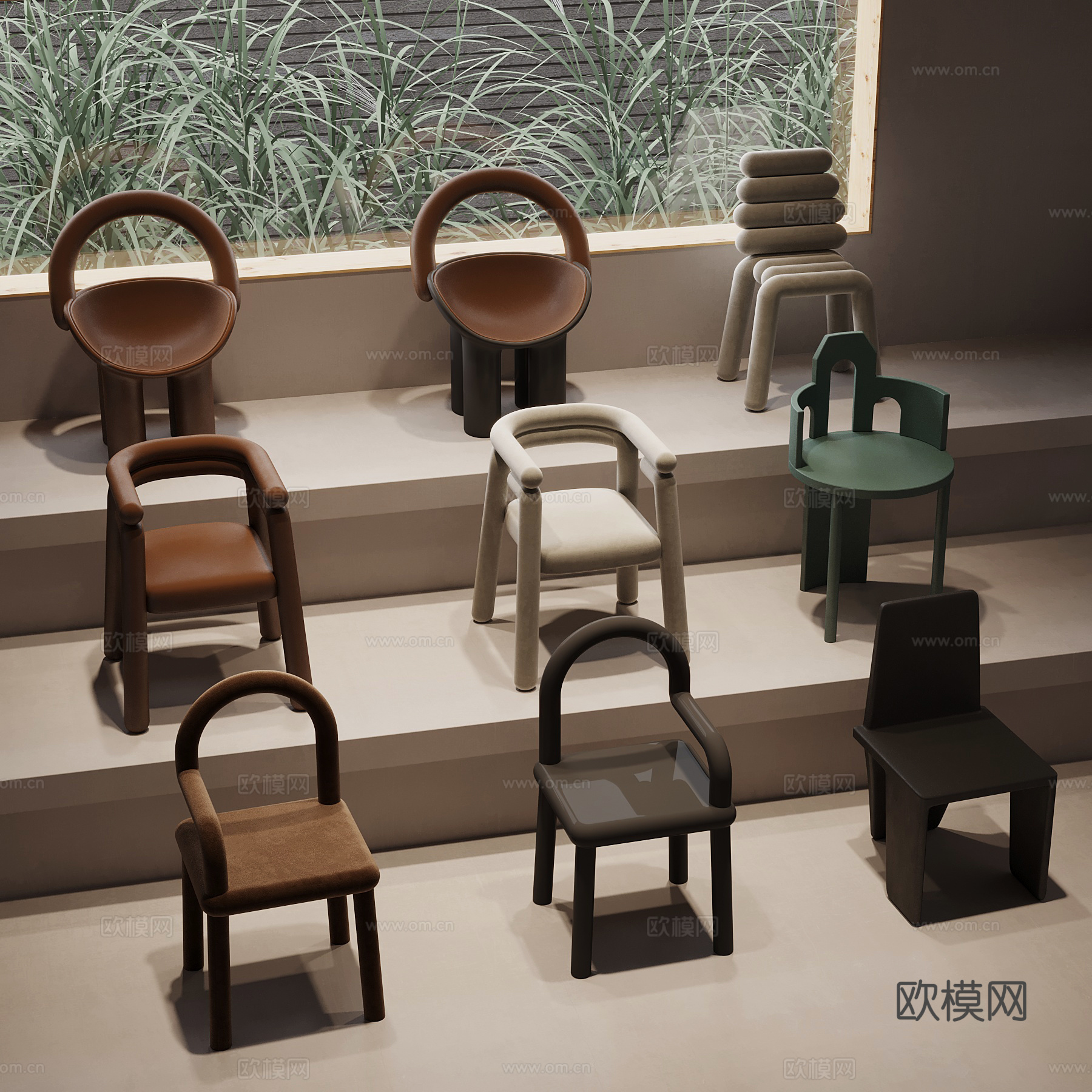 现代休闲椅 单椅 餐椅su模型