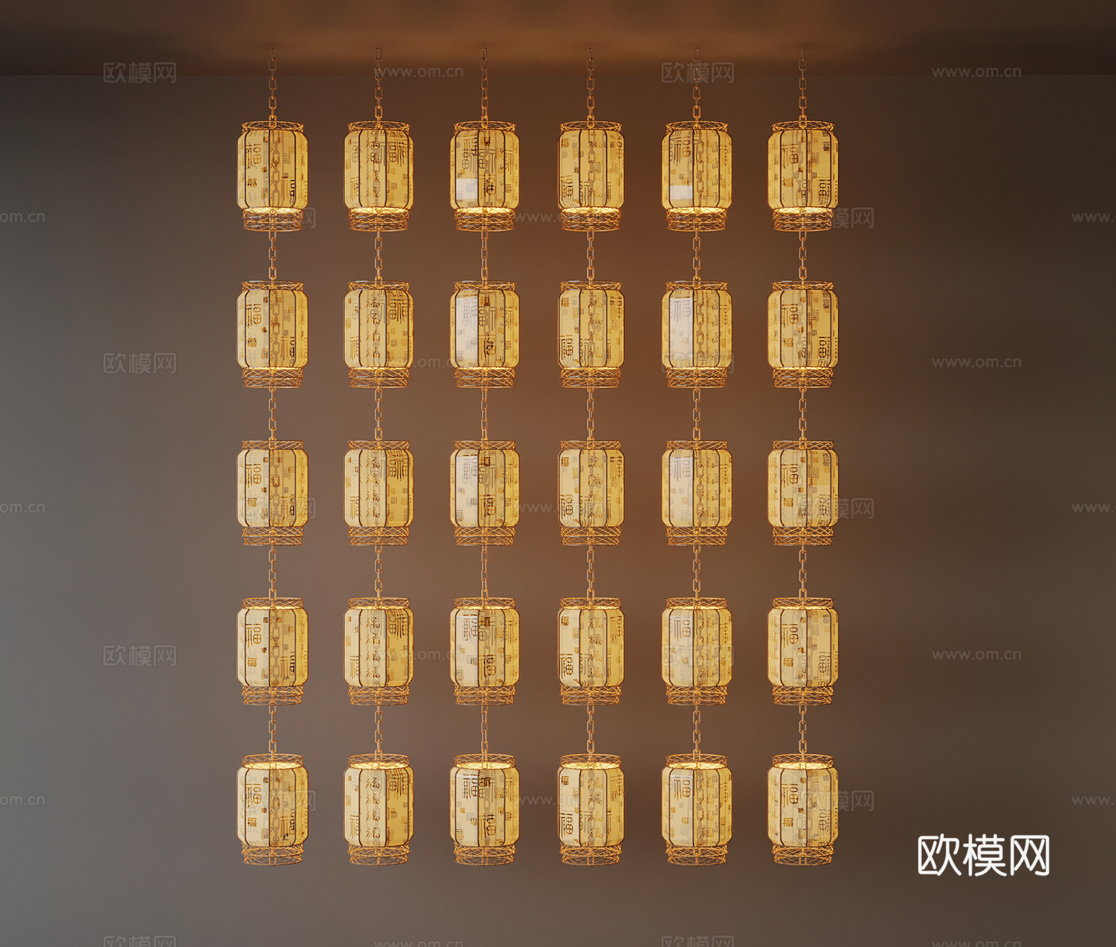 新中式美陈 灯笼su模型