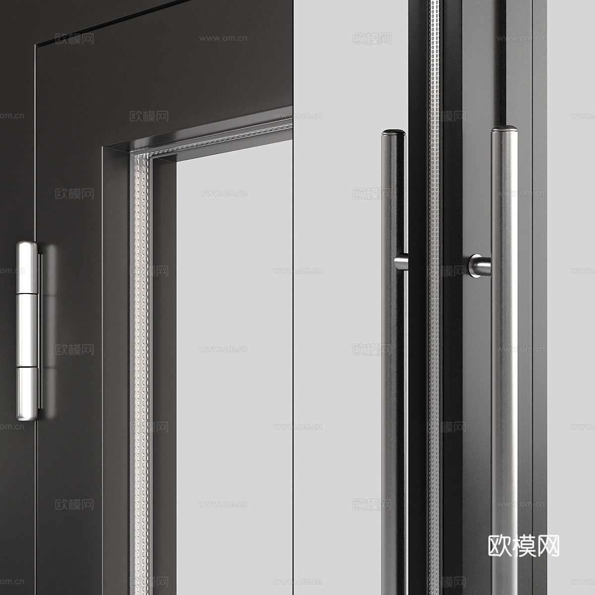 现代意式极简玻璃门3d模型