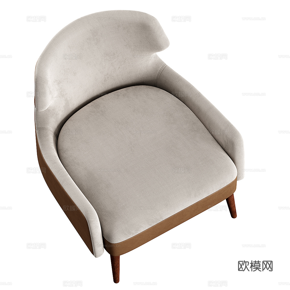 现代意式布艺皮革扶手椅3d模型