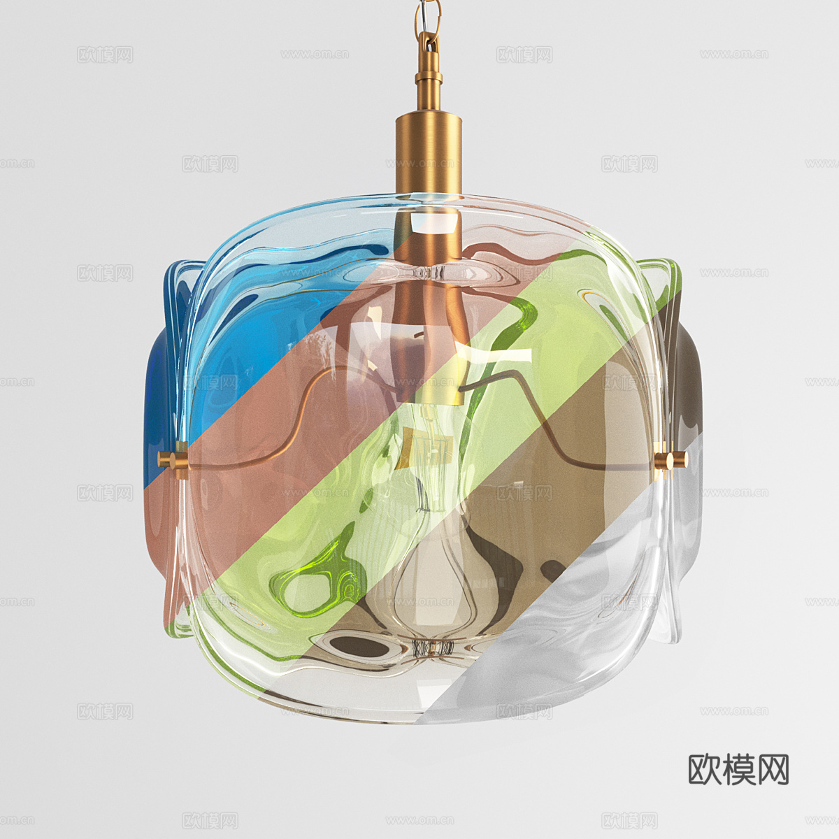 现代轻奢彩色玻璃吊灯3d模型