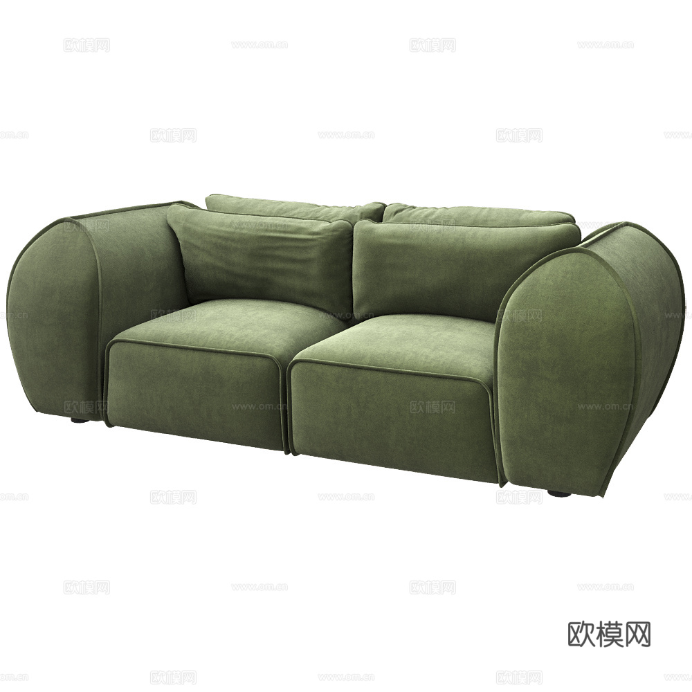 现代意式双人布艺休闲沙发3d模型