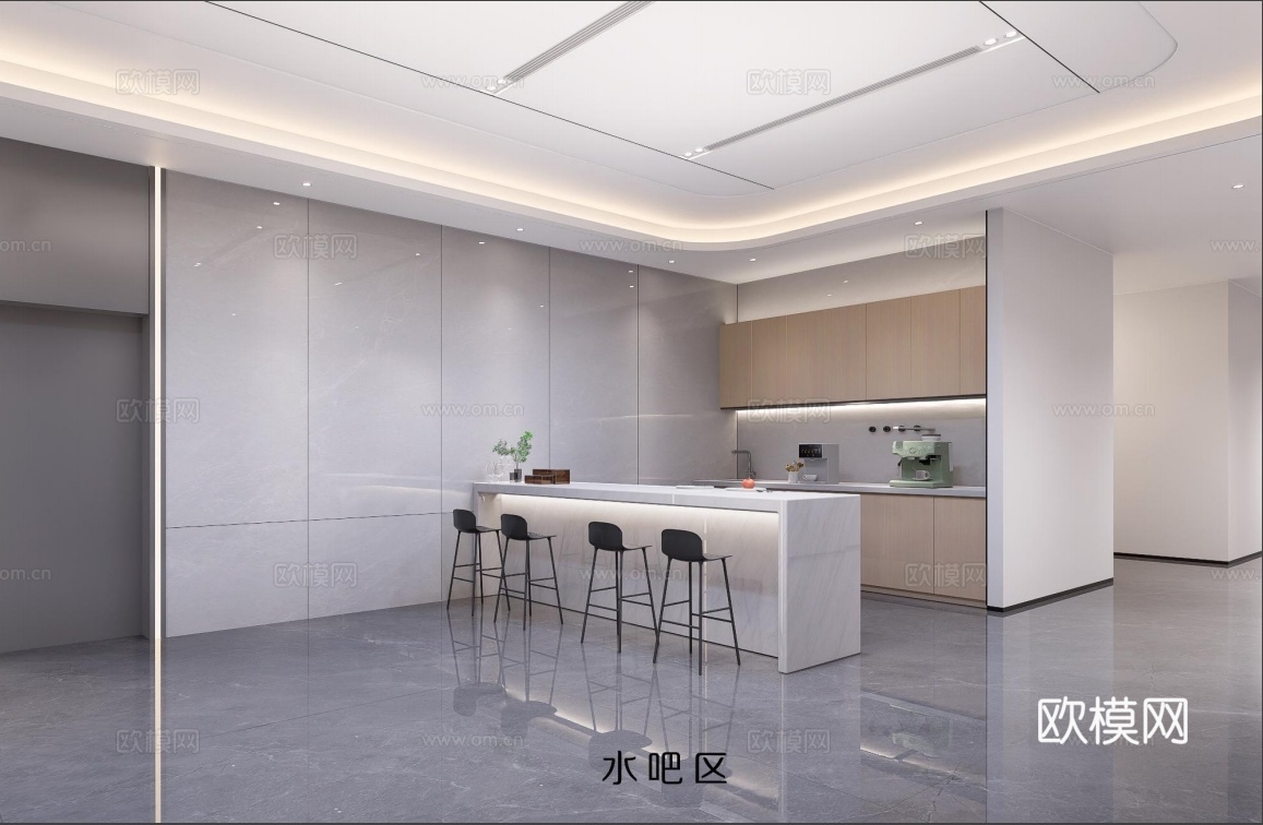 水吧区  茶水间  休息区  等候区su模型