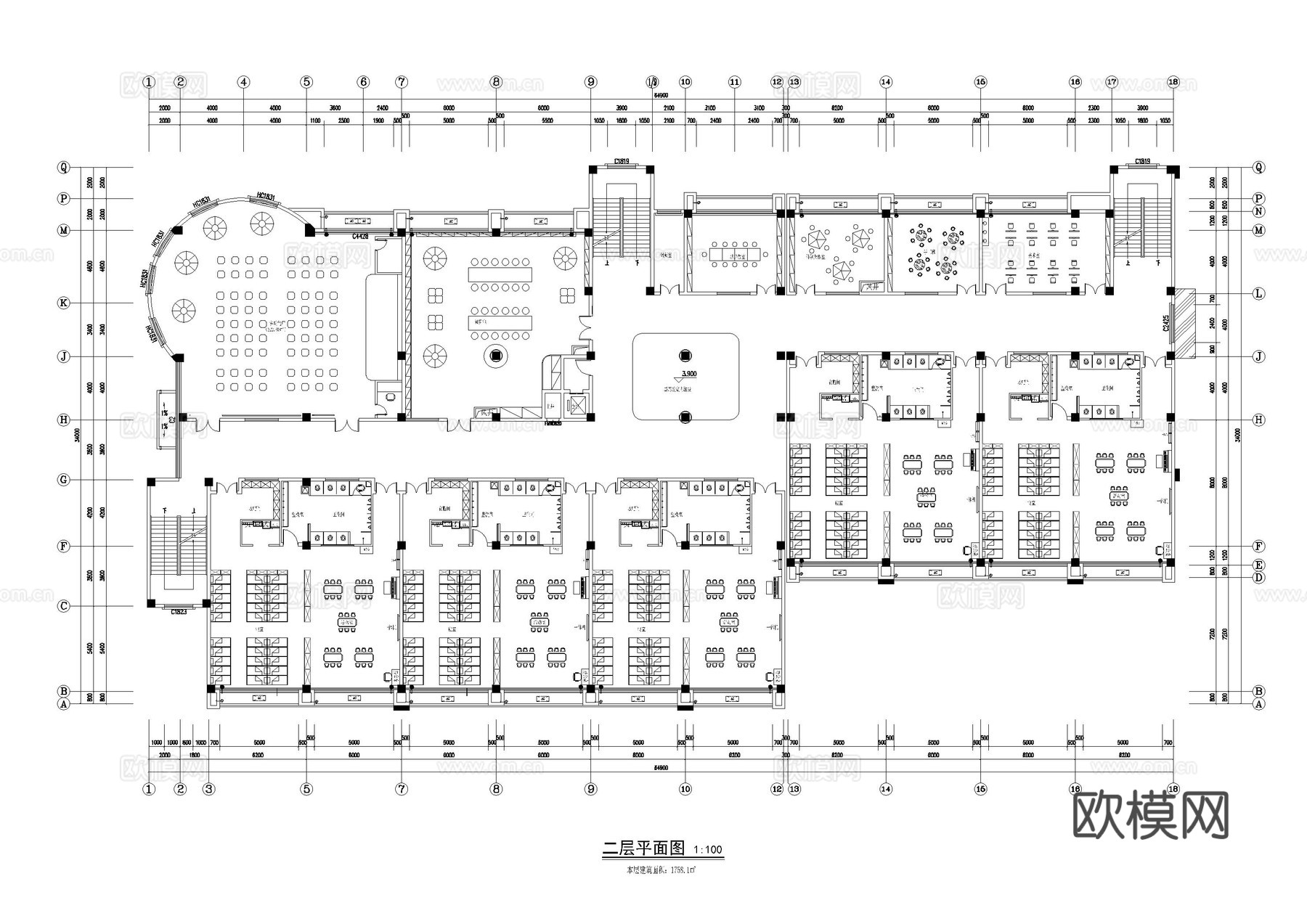 5000平方幼儿园室内平面图cad施工图