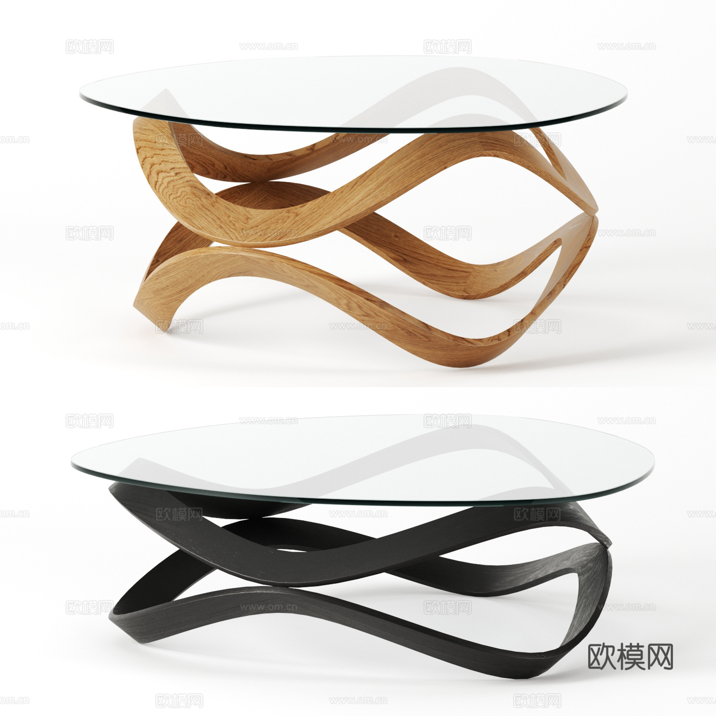 现代轻奢玻璃圆茶几3d模型