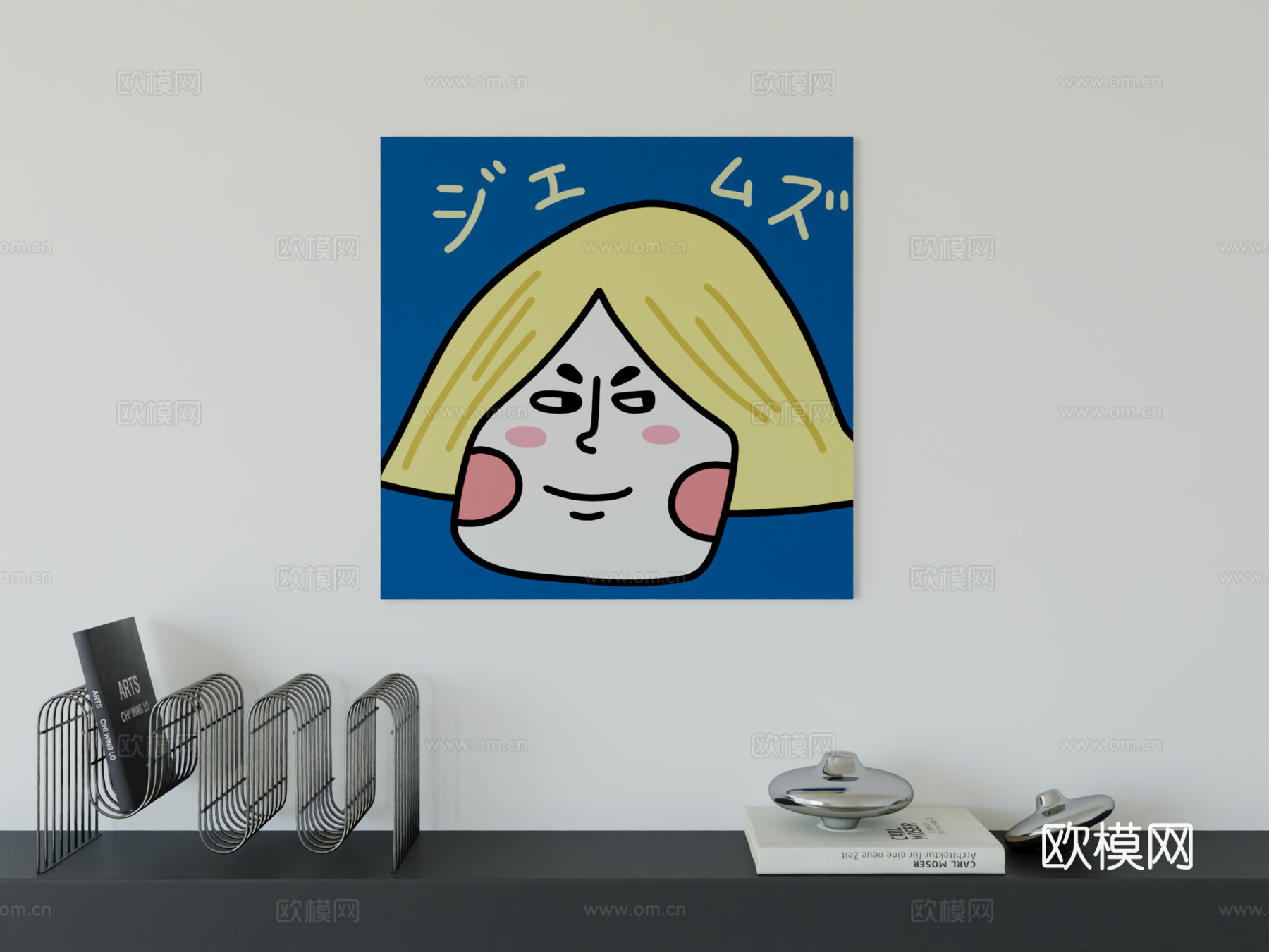 现代简约可爱卡通人物男孩房女孩房挂画3d模型