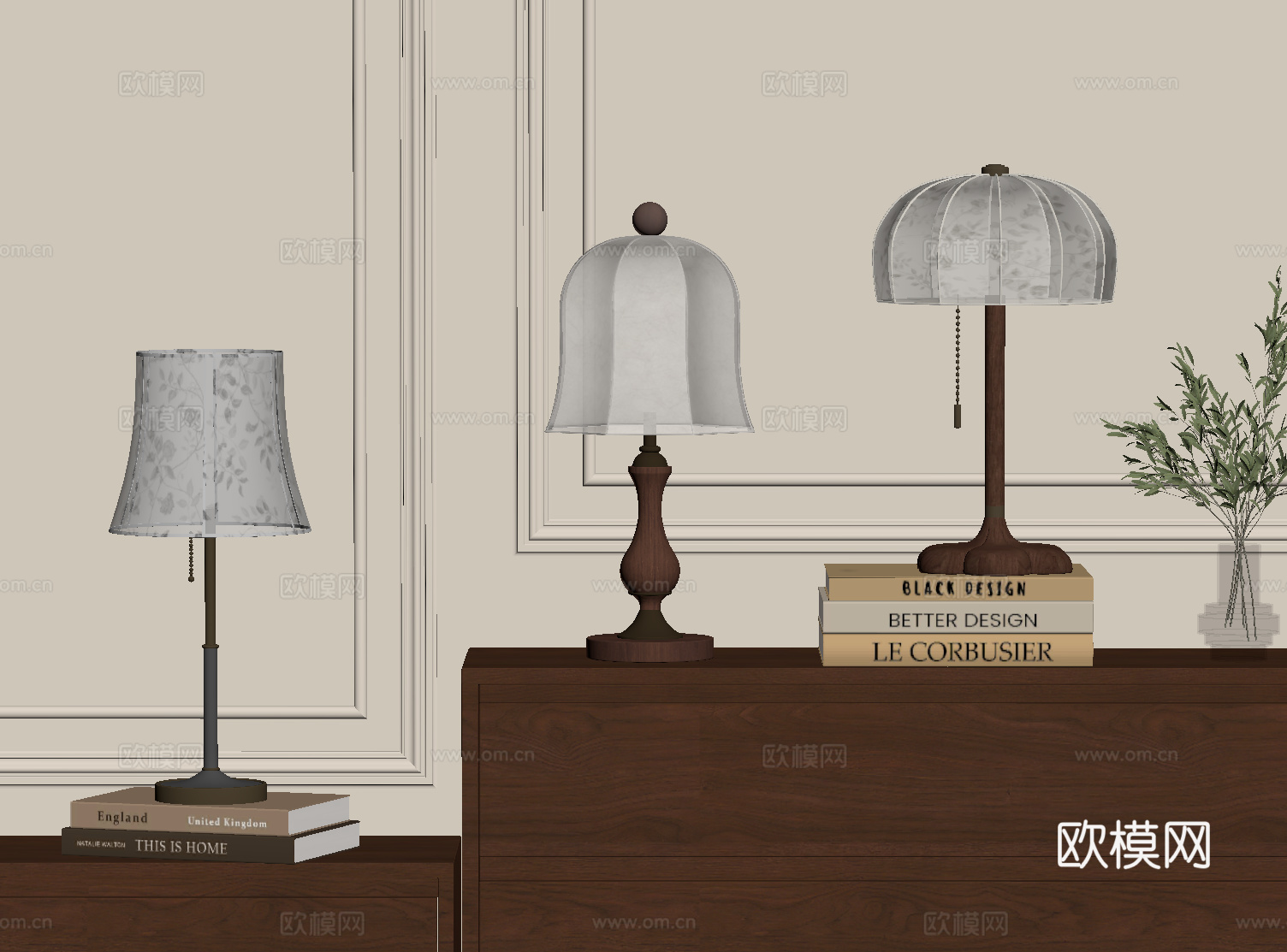 法式中古风台灯su模型