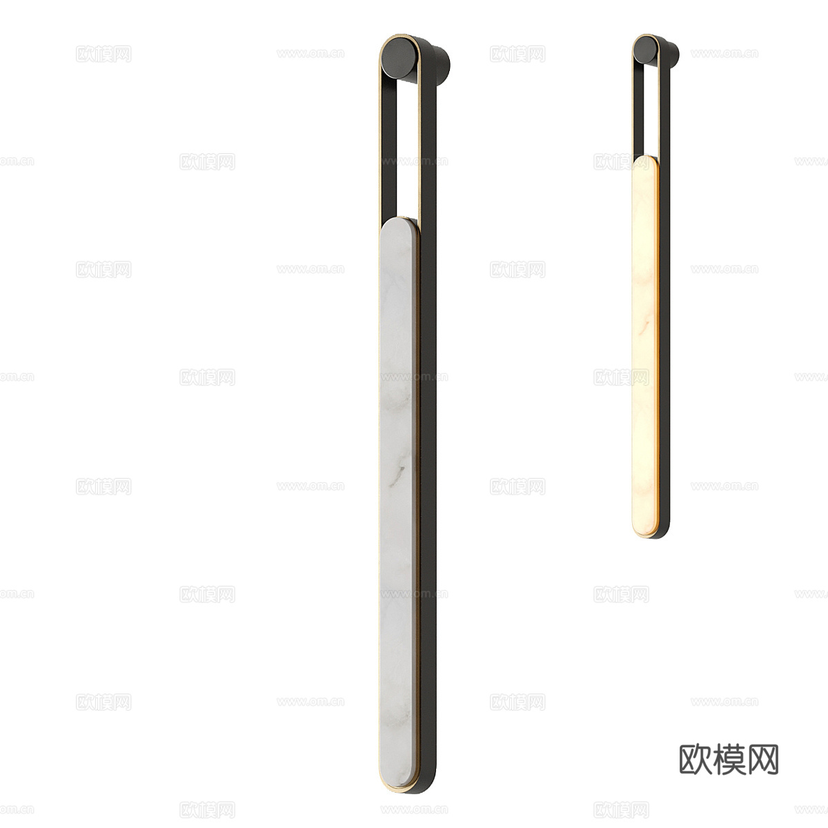 现代轻奢极简金属长条壁灯3d模型