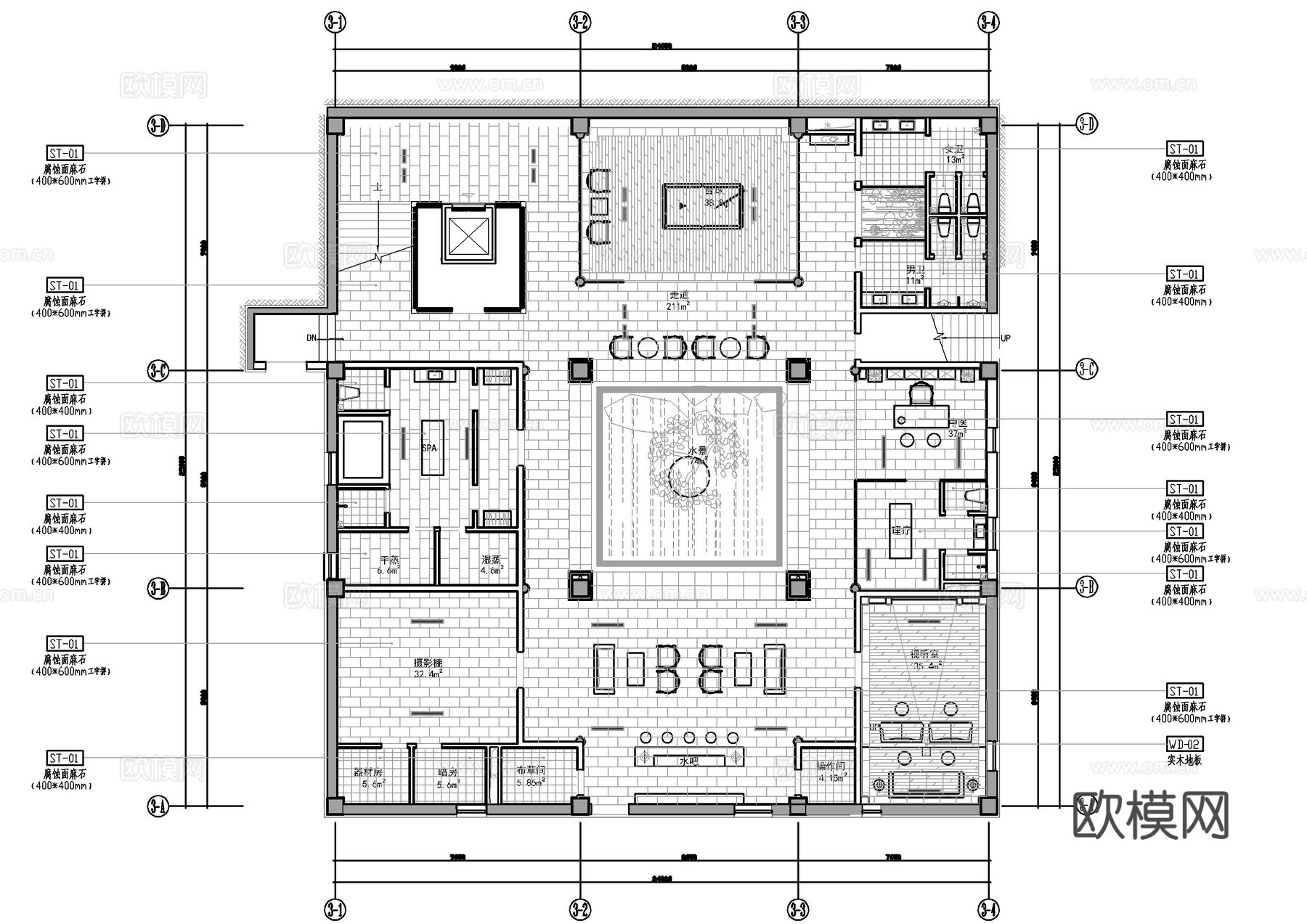 书院会所施工图cad施工图