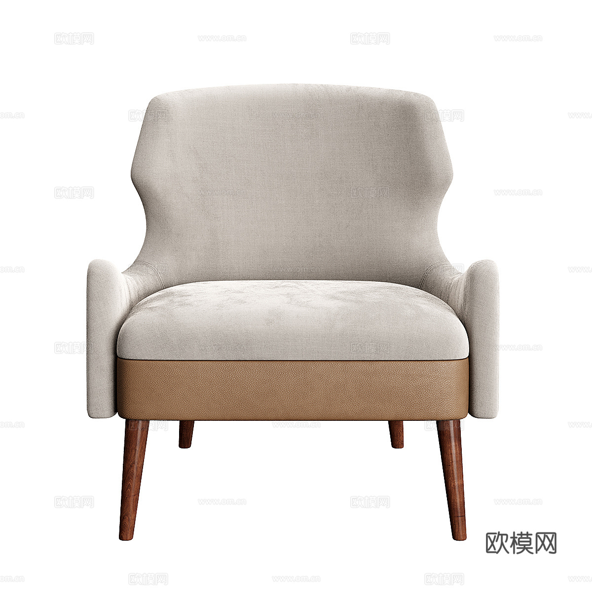 现代意式布艺皮革扶手椅3d模型
