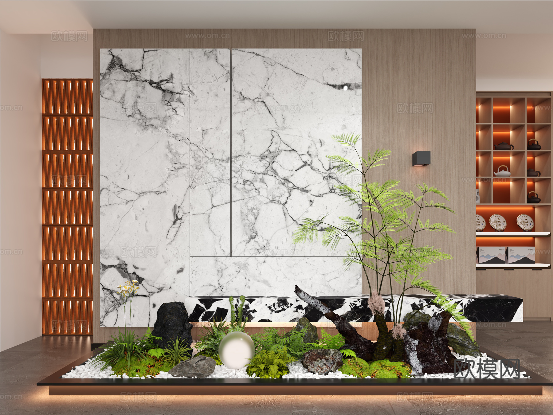 入户玄关 景观玄关 绿植造景 室内造景su模型
