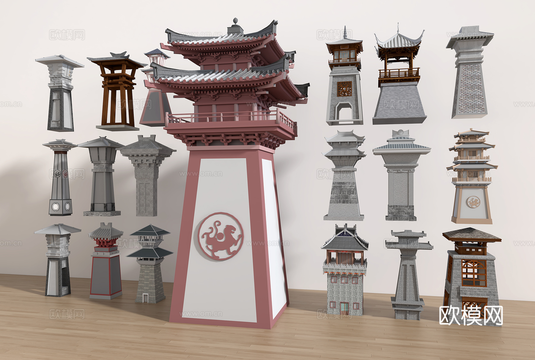 汉阙中式塔楼3d模型