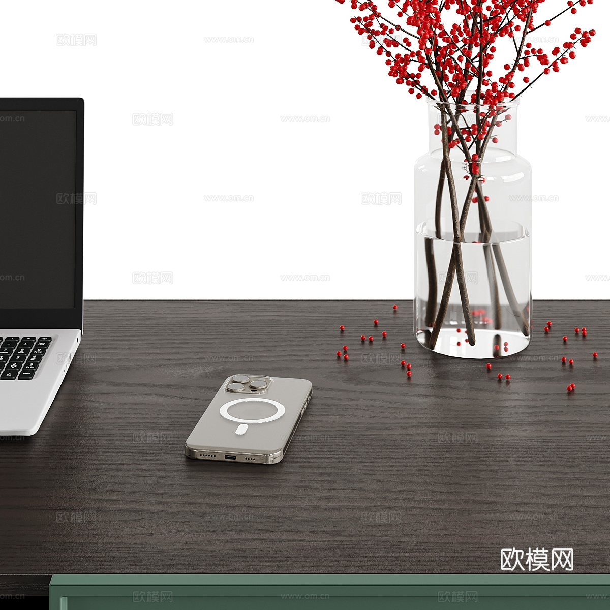 现代意式极简书桌椅3d模型
