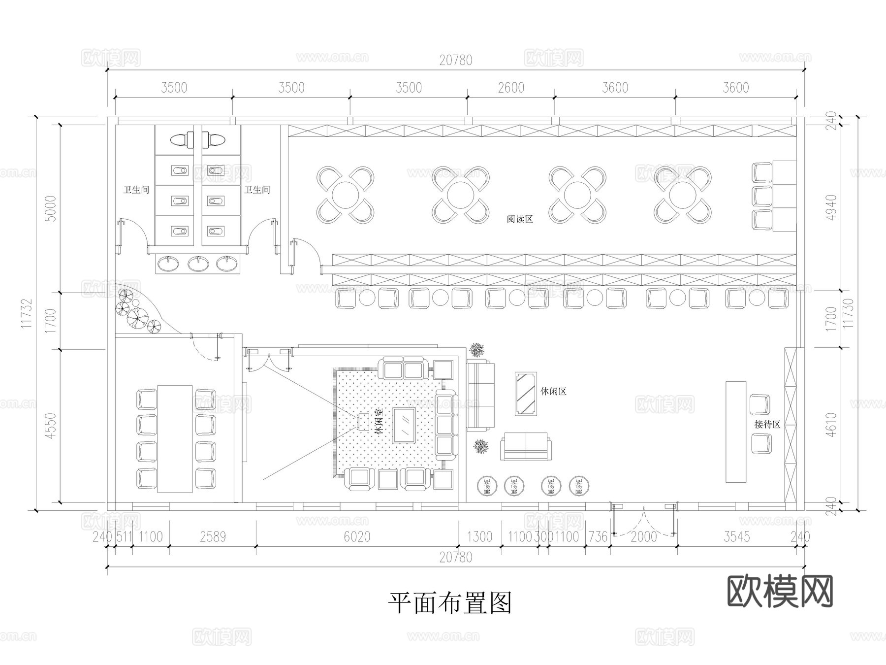 10套老年社区活动中心活动室CAD平面布置图cad施工图