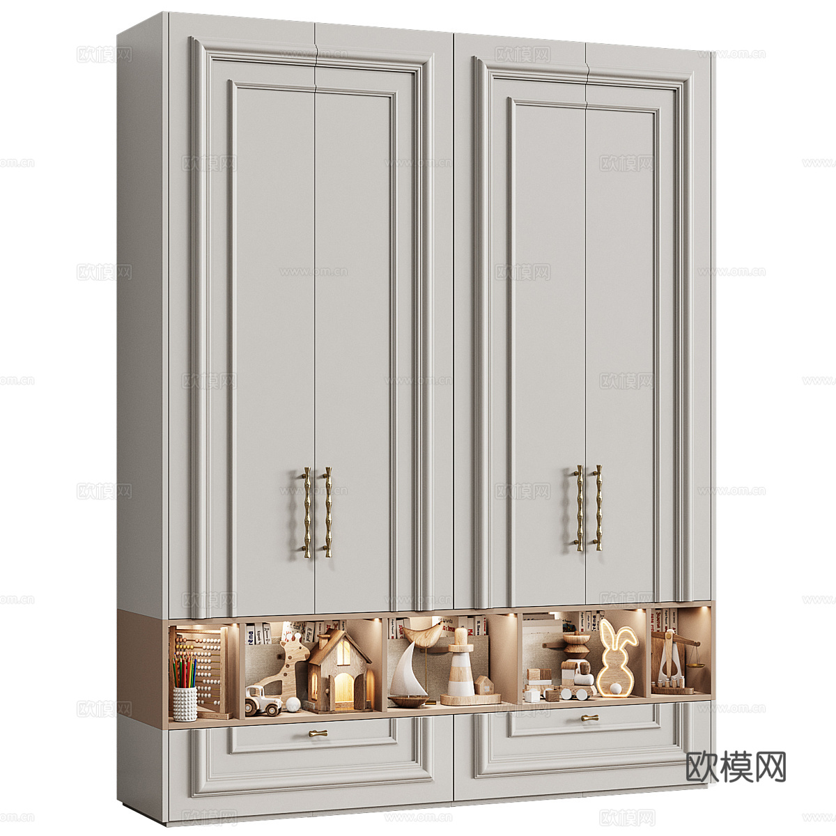 现代轻奢奶油风儿童衣柜3d模型