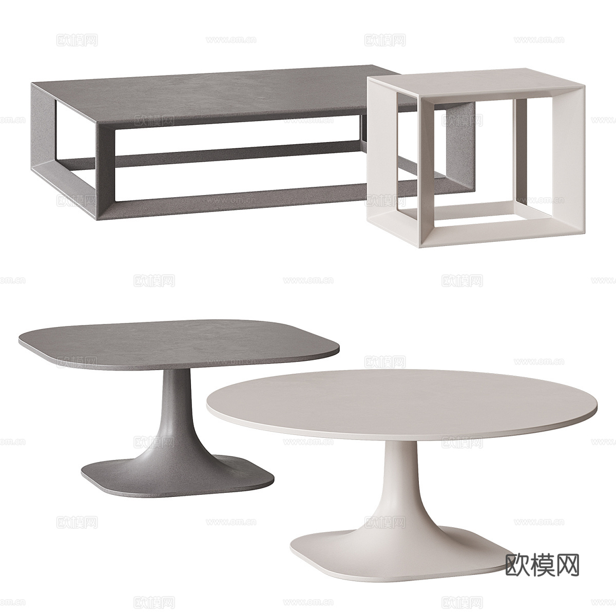 现代意式极简茶几组合3d模型
